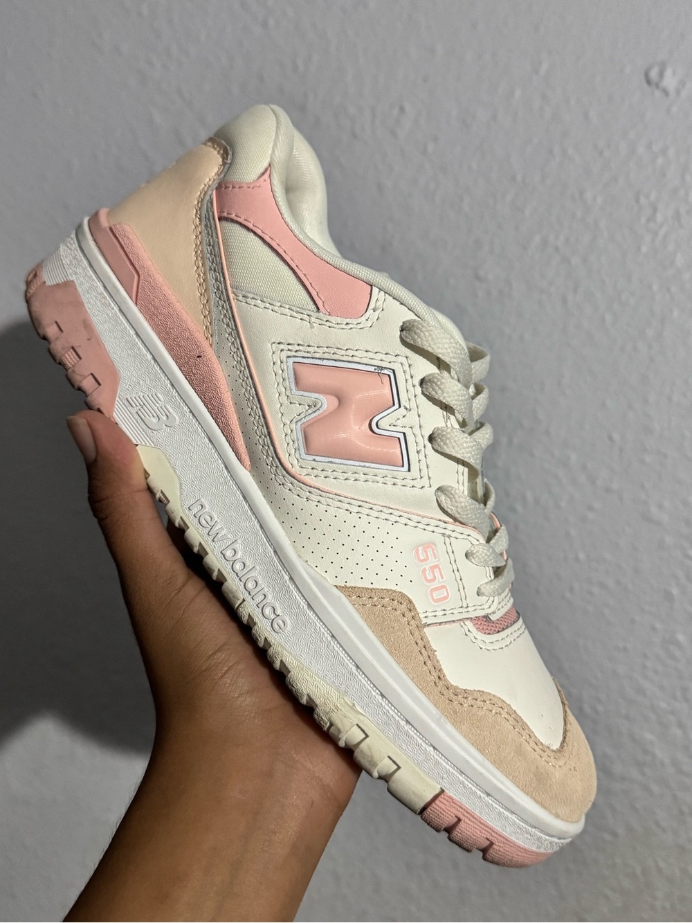 New Balance Women's 550 Retro Sneaker in White and Pink - Picture 4 of 4